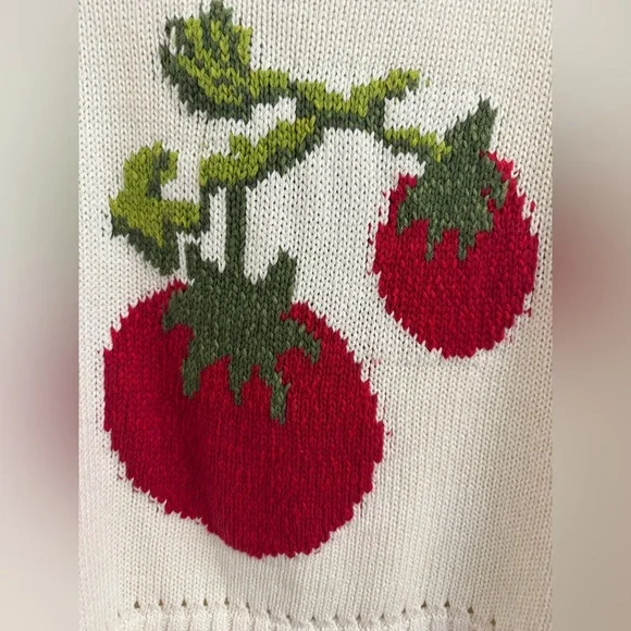 Anthropologie Maeve Short-Sleeve Tomato Motif
Graphic Sweater - size Large - Picture 3 of 8